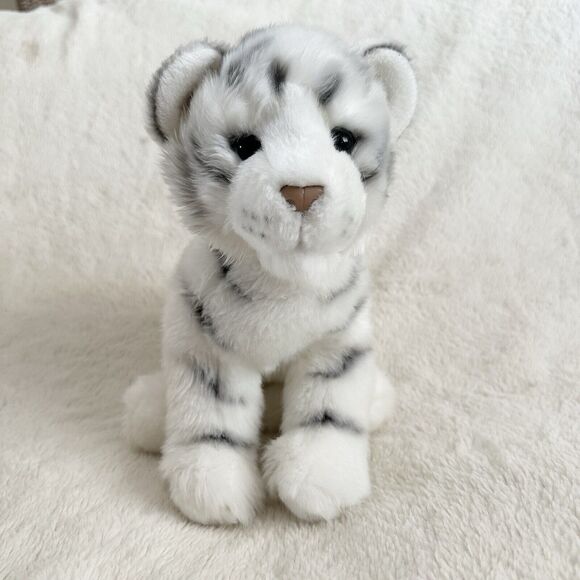 Douglas Cuddle Toys White Snow Tiger Cub Silky 12” Realistic Stuffed Animal - Picture 1 of 6